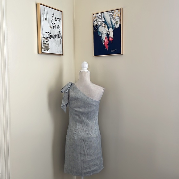 🆕 Antonio Melanie Dress Elegant One-Shoulder Gray Dress - Picture 10 of 16